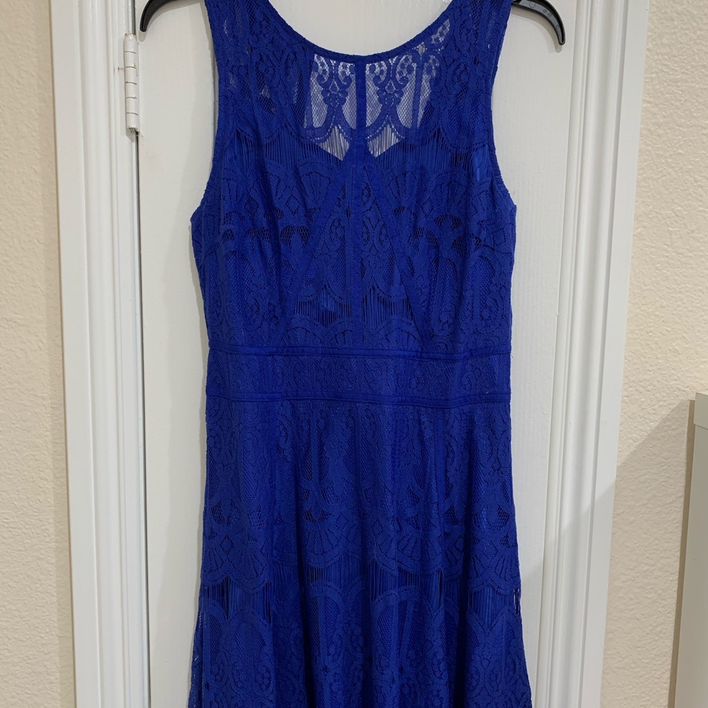 Adelyn Rae Blue Lace Formal Dress